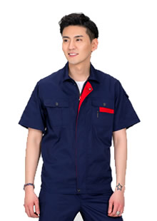 藏藍(lán)紅領(lǐng)款夏季工裝定制